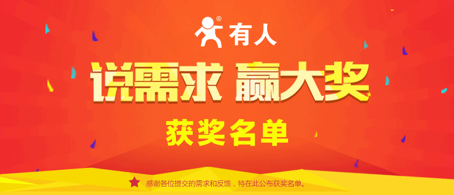 【说需求，赢大奖】活动结果公布啦