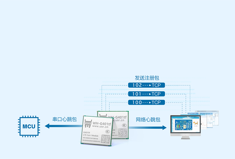 全能型cat-1？：注册包+心跳包